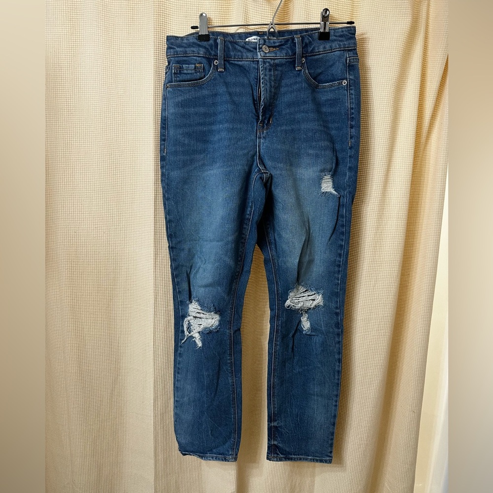 Old Navy Dark Blue Distressed Boyfriend Jeans